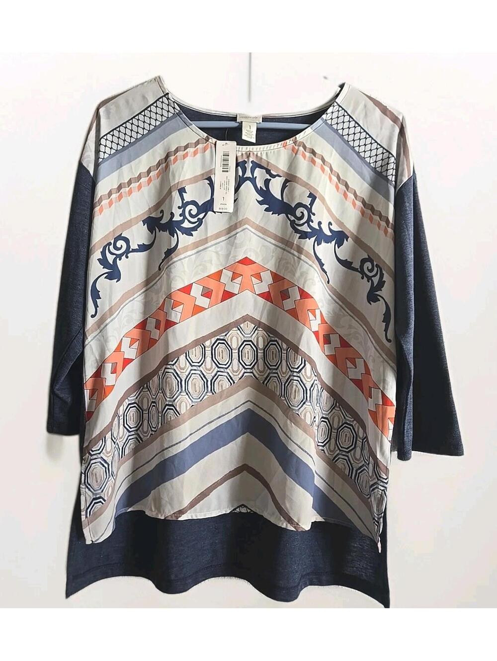 Zenergy By Chico's Tunic Top Women's Size 1 US L NWT